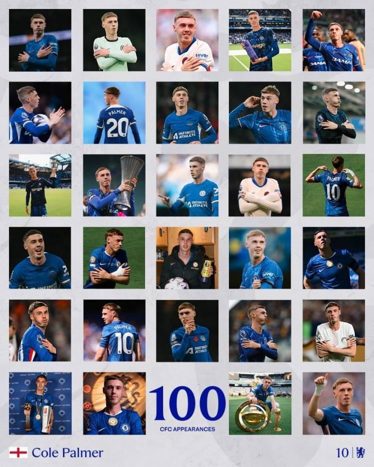 4700万欧购入已45球28助攻！切尔西官推纪念帕尔默百场里程碑